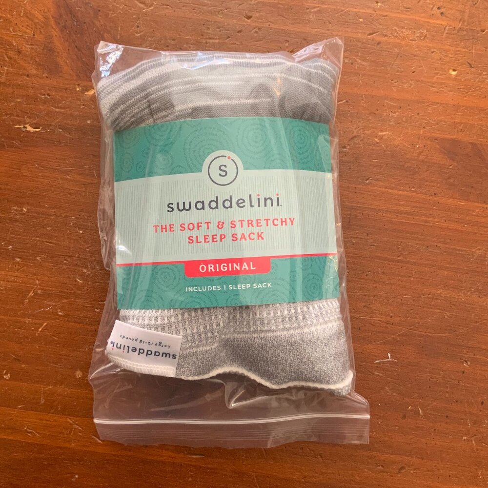 Swaddelini Grey Swaddle Sleep Sack Large (12-18 pounds)